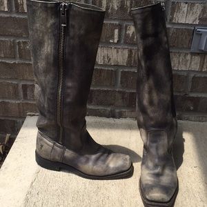 Frye distressed black boot